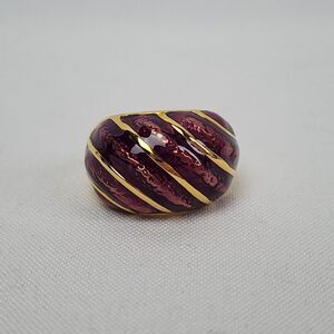 Kenneth Jay Lane Purple Enamel Gold Tone Ring Size 5 New